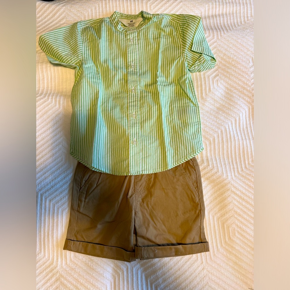 H&M dress shirt and short set.